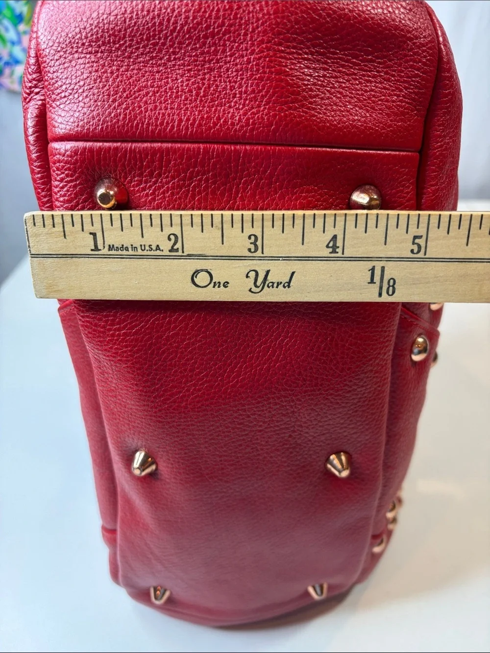 La Giodi de Toscana Red Studded Soft Leather Hobo Handbag Zip top Roomy NWOT